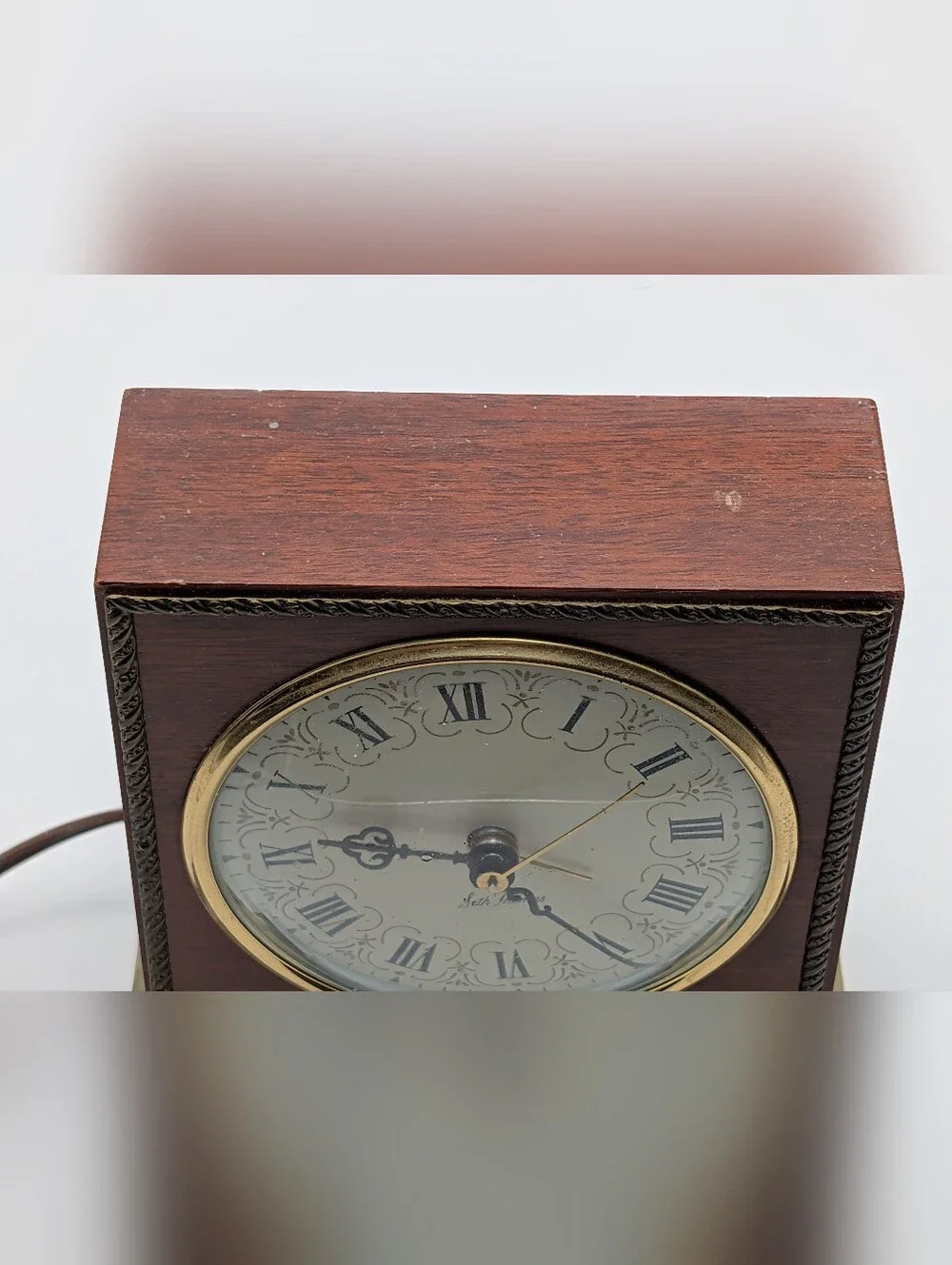 Vintage Seth Thomas Electric Alarm Clock Model E201-001 Works Wood Frame